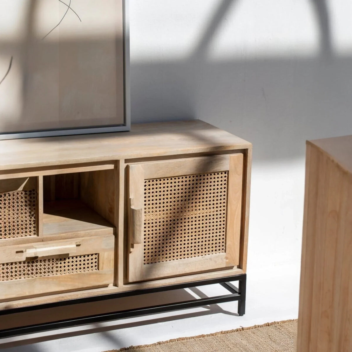 Nismaaya Summer Rattan Doors & Drawers TV Unit | Nismaaya Summer Rattan Doors & Drawers Console Table