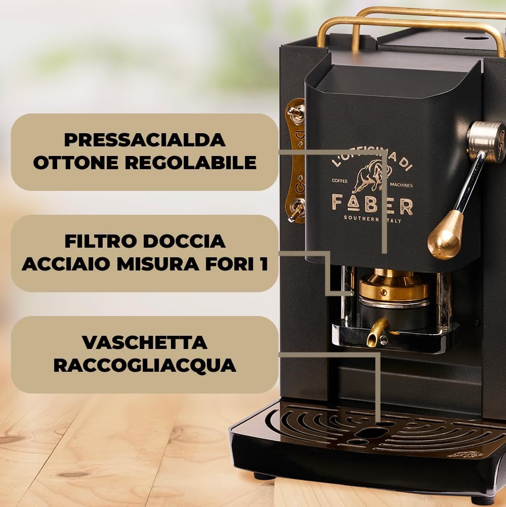 Faber PRO Total Deluxe Kaffeemaschine aus Messing, 44 mm Ese Papier, 1.3 liters, (Weiß)