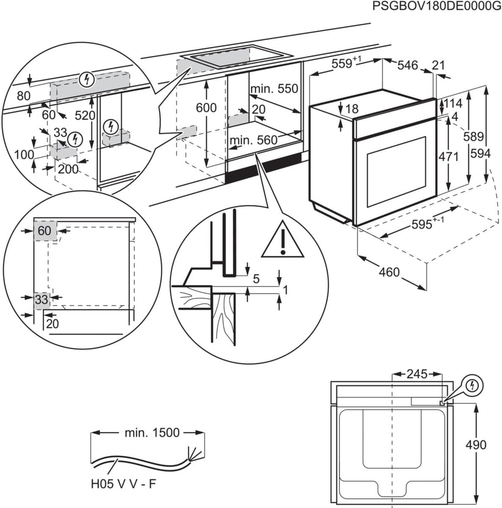 AEG Einbaubackofen – Serie 5 Ringheißluft: Gleichmäßige Garergebnisse auf 3 Ebenen – Pyrolyse Selbstreinigung – 25 Automatikprogramme – LED-Touchdisplay – Schnellaufheizung – Schwarz – BPE53516AB