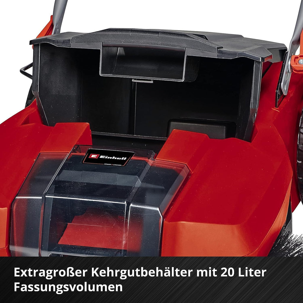 Einhell Akku-Kehrmaschine TE-SW 18/610 Li-Solo Power X-Change (18 V, Li-Ion, 20 L Schmutzbehlter, 61 cm Arbeitsbreite, Parkposition, verstellbarer Lenker, abnehmbare Lippe, Ein-und Ausschalter), Rot