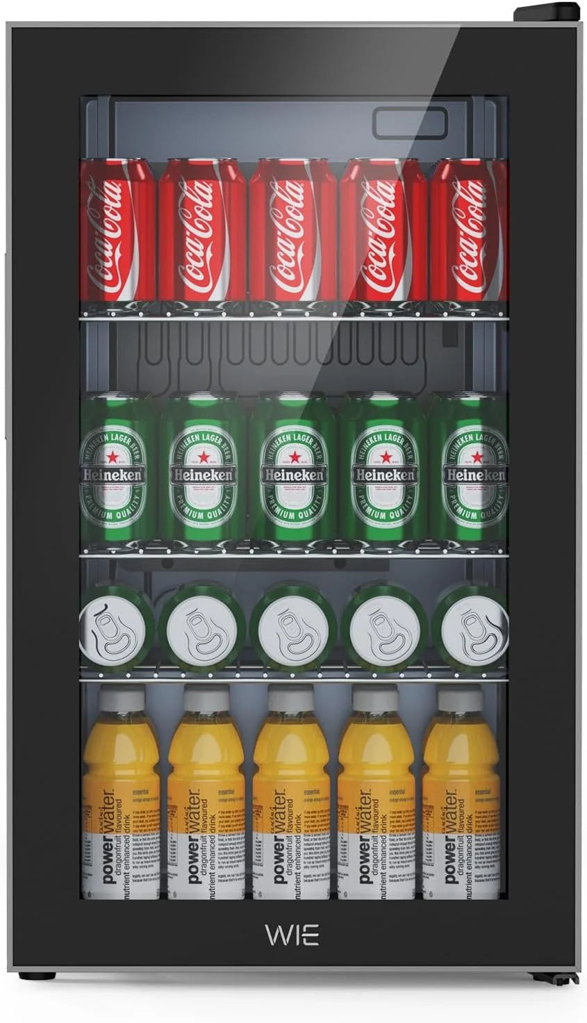 WIE Réfrigérateur à Boissons 70L Mini Réfrigérateur avec Double Porte Vitrée Petit Frigo Silencieux à Bière Intérieur Extérieu 105 Cans pour Maison/Cuisine/Bar/Bureau