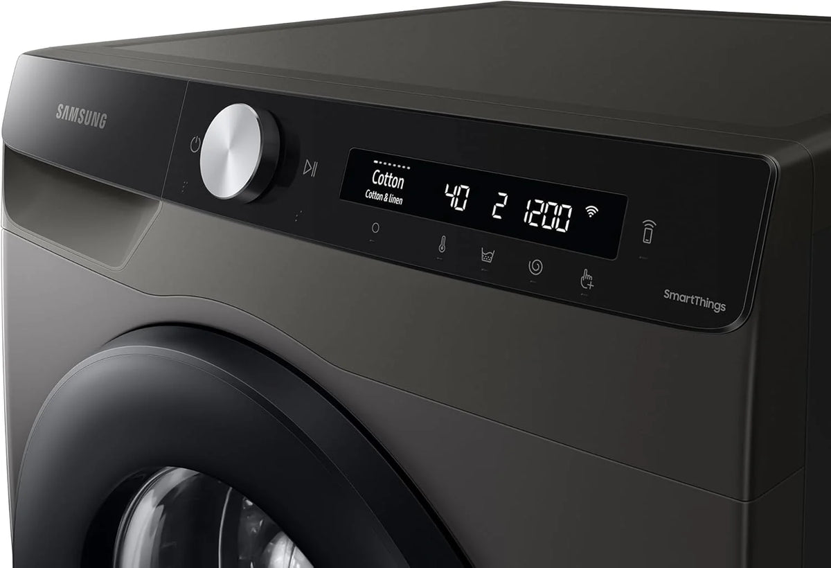 Samsung Waschmaschine, 8 kg, 1400 U/min, Ecobubble, Automatische Waschmittel- und Weichspülerdosierung, Inox/Schwarz, WW80T534AAXAS2