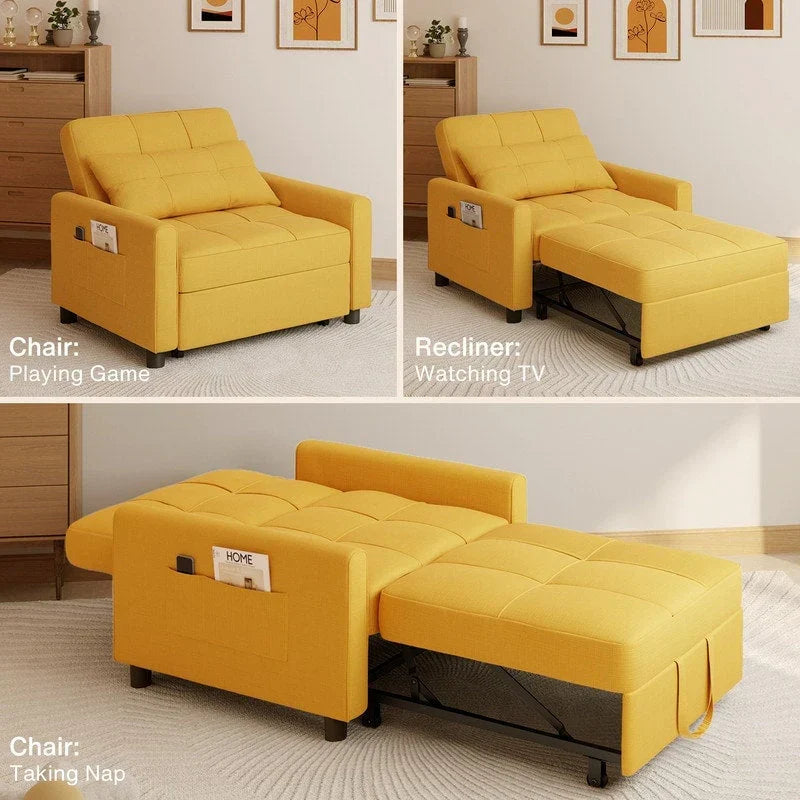 3-in-1 Adjustable Sleeper Sofa Bed, Pull Out Chair Sofa, Convertible Folding Bed for Living Room
