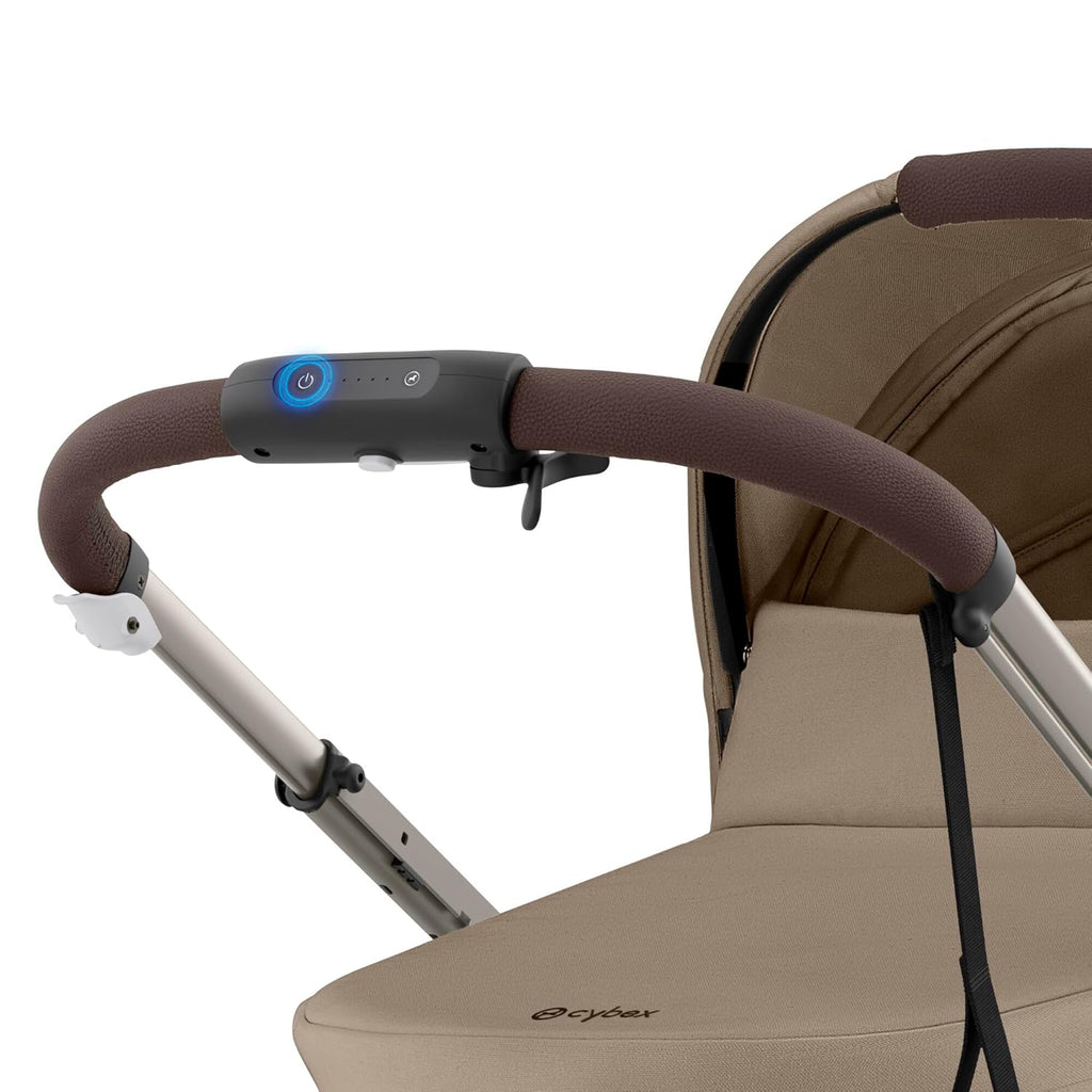 CYBEX Gold Kinderwagen e-GAZELLE S, Ab Geburt bis ca. 4 Jahre, Max. 22 kg (Single-Modus) / 2x 22 kg (Duo-Modus), All-in-1-System mit E-Antrieb und 20+ Konfigurationen, Moon Black