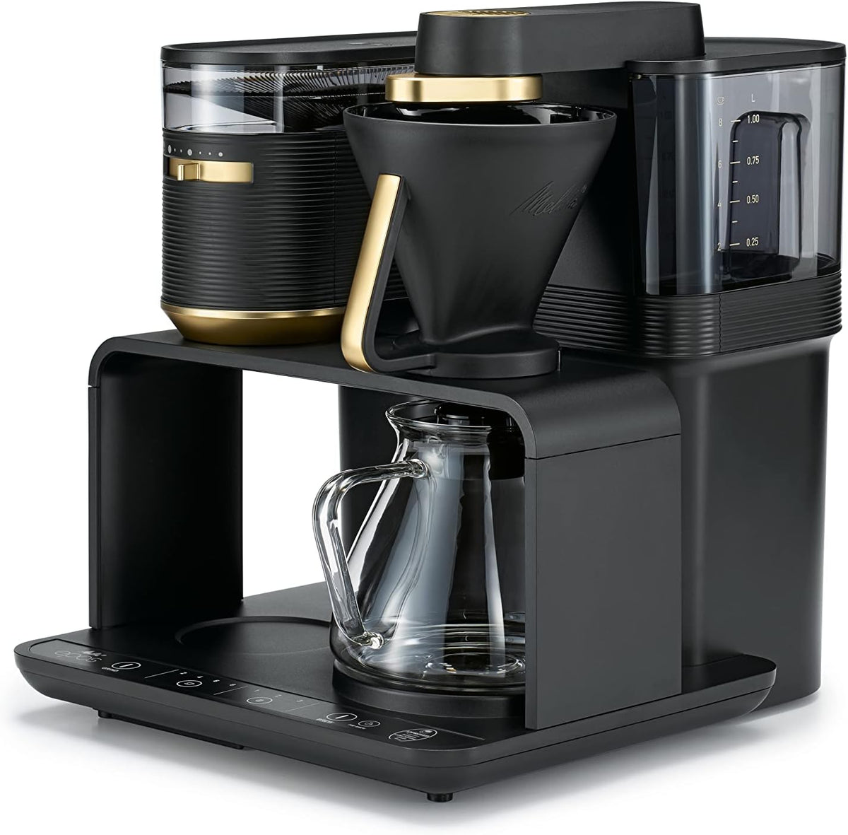Melitta EPOS Kaffeemaschine mit Mahlwerk, schwarz-silber