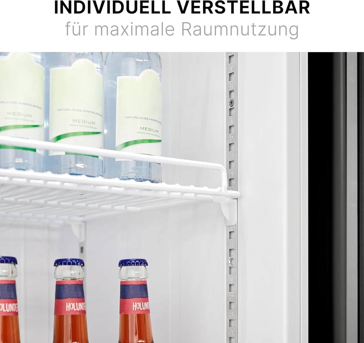 Bomann Kühlschrank mit Glastür | Getränkekühlschrank abschließbar | 6 höhenverstellbare Ablagen | 30kg je Ablage | 347 Liter | Kühlschrank groß | Flaschenkühlschrank m. LED-Licht | KSG 7351 schwarz