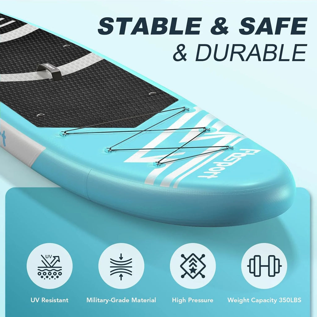Tabla de Paddle Premium FBSPORT de 11 pulgadas, tabla de yoga con accesorios SUP y bolsa de transporte, postura ancha, control de surf, cubierta antideslizante, correa, remo y bomba para jóvenes y adultos