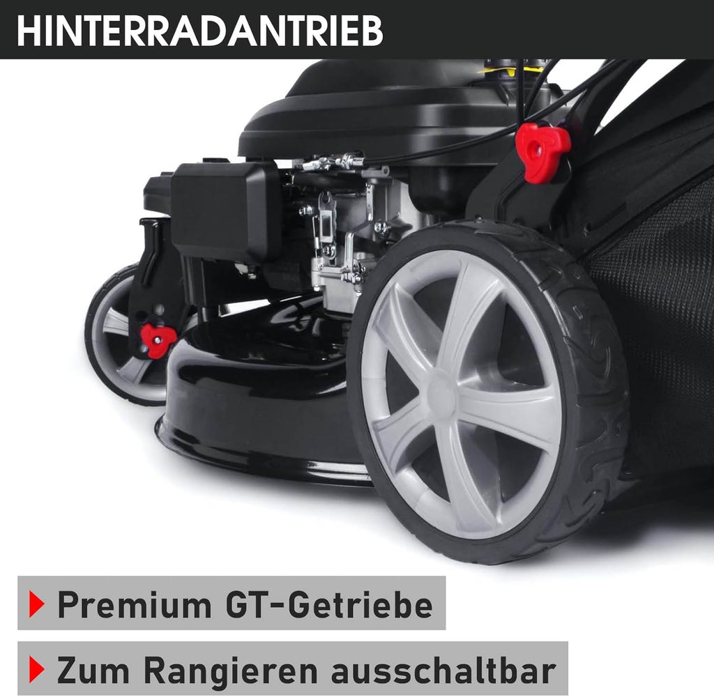 BRAST® Benzin Rasenmäher Trike mit Antrieb | 5,2kW(7PS) | 53cm Schnittbreite | viele Modelle | TÜV | 4 Takt OHV Motor | 30-80mm Schnitthöhe | 60L Fangkorb | Stahlgehäuse | Speed