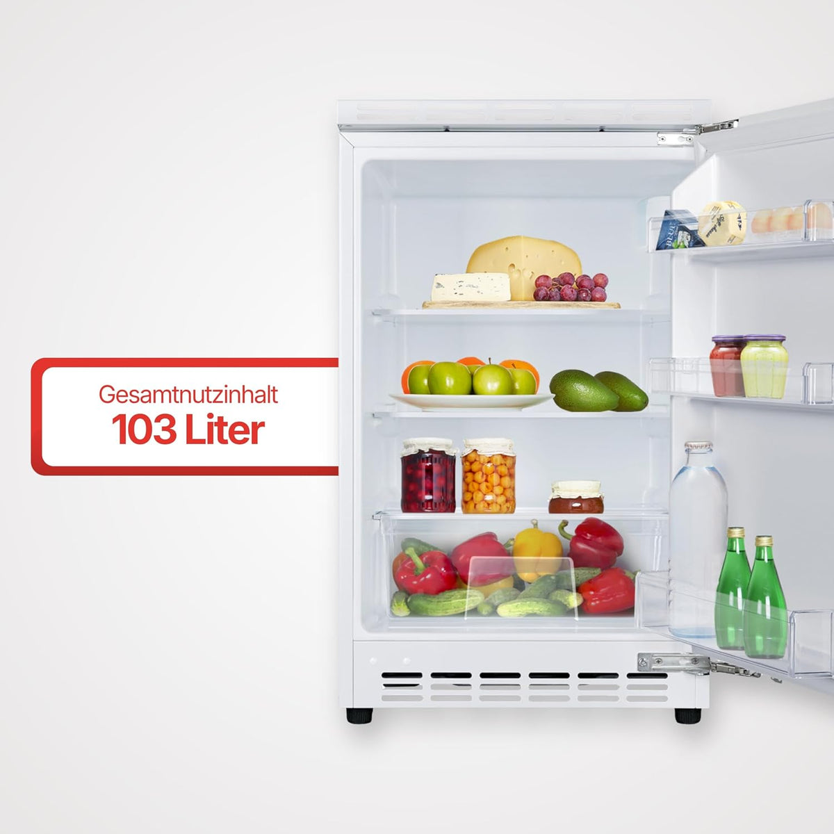 Amica Unterbau Vollraum Kühlschrank dekorfähig für 815 cm Nische elektronische Steuerung Inverter Kompressor Tür-Offen-Alarm wechselbarer Türanschlag 103 liters