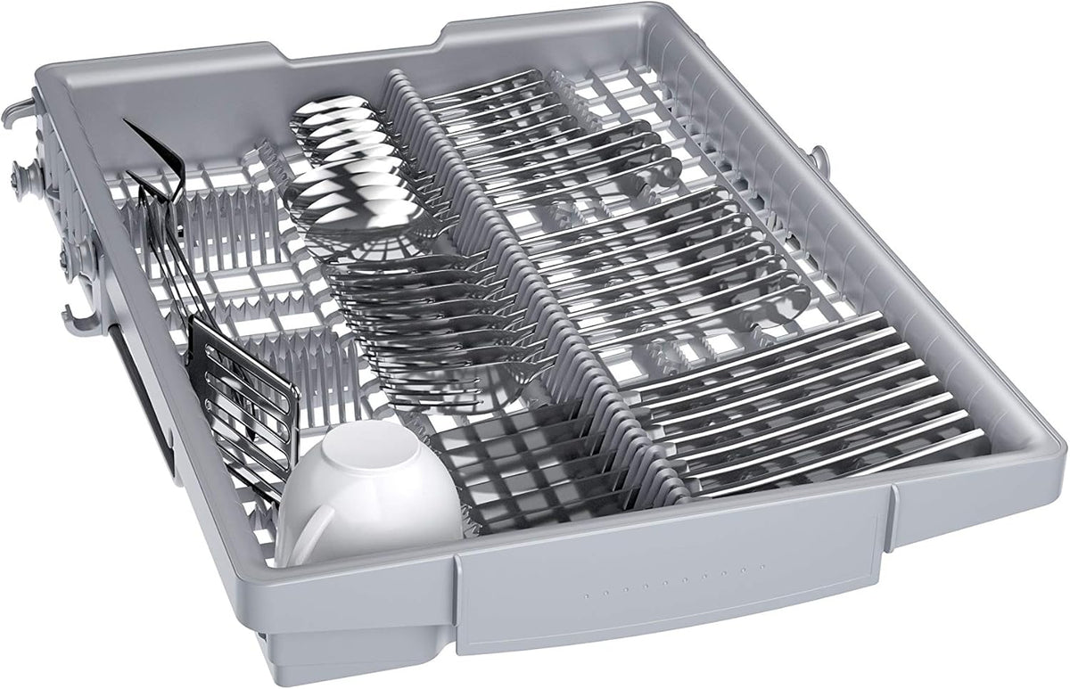 Bosch SPV2IKX10E Serie 2 Smarter Geschirrspüler vollintegriert, 45 cm breit, Besteckkorb, Extra Trocknen auf Knopfdruck, InfoLight roter Lichtpunkt am Boden, AquaStop Schutz gegen Wasserschäden, Weiß