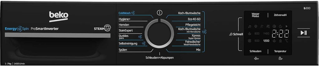 Beko WMC81464ST1 Waschmaschine, Bluetooth, 8 kg, ProSmart Inverter Motor, Dampffunktion, Pet Hair Removal, Watersafe+, Weiß