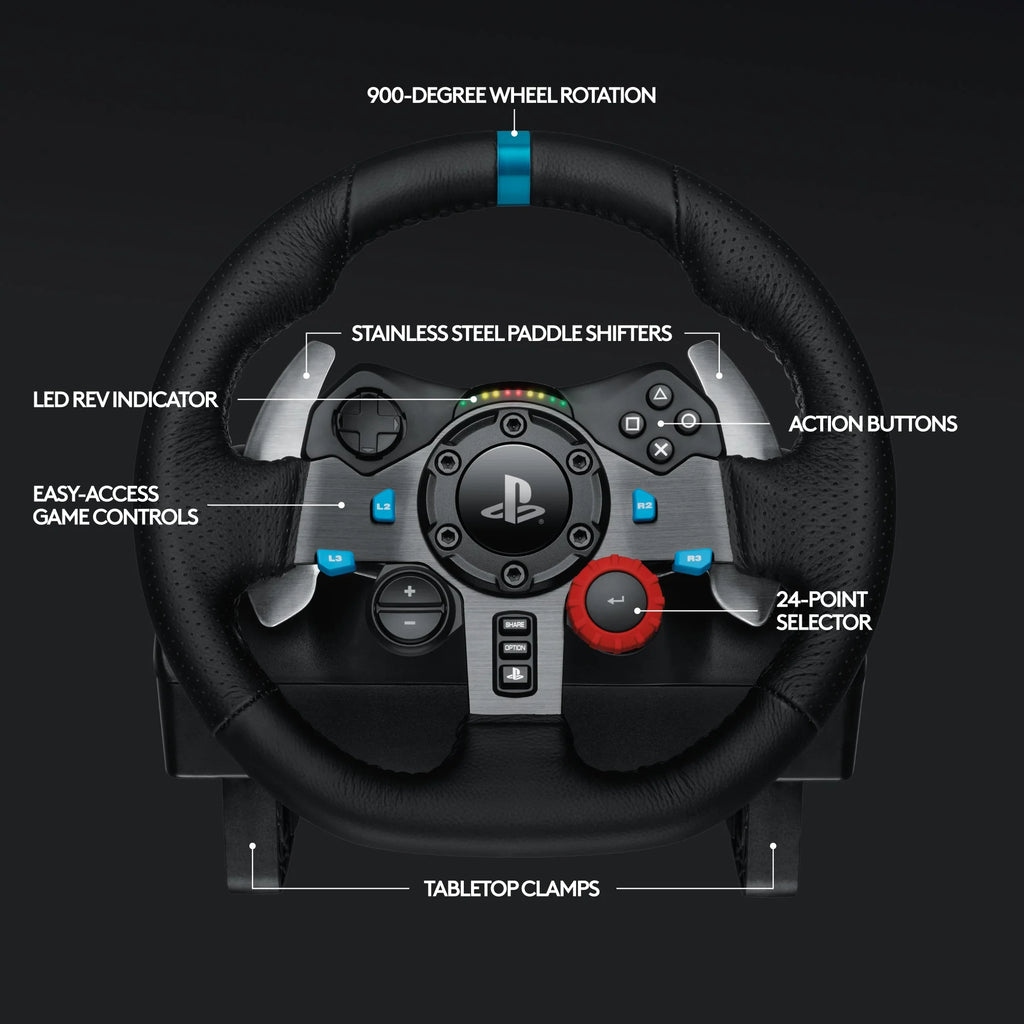 Logitech - G29 Driving Force Volante de Carreras y Pedales para PS5, PS4, PC, Mac - Negro