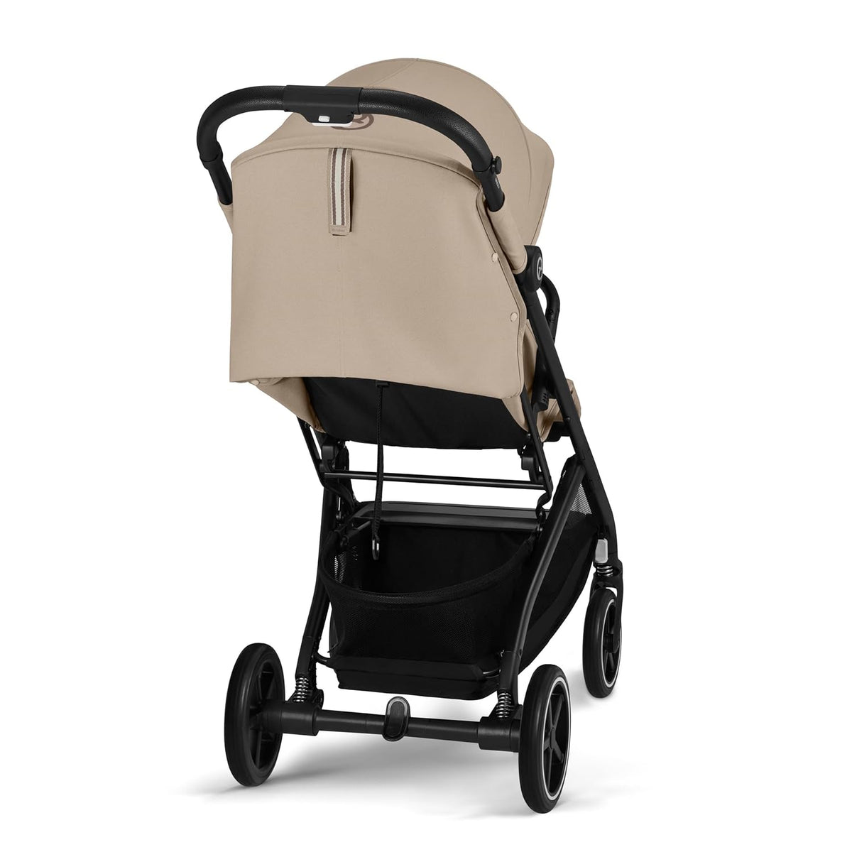 Cybex Gold Kinderwagen Beezy mit One-Pull Harness, Ab Geburt bis ca. 4 Jahre (max. 22 kg), Kompakt und ergonomisch, Almond Beige (Beige mit schwarzem Rahmen)