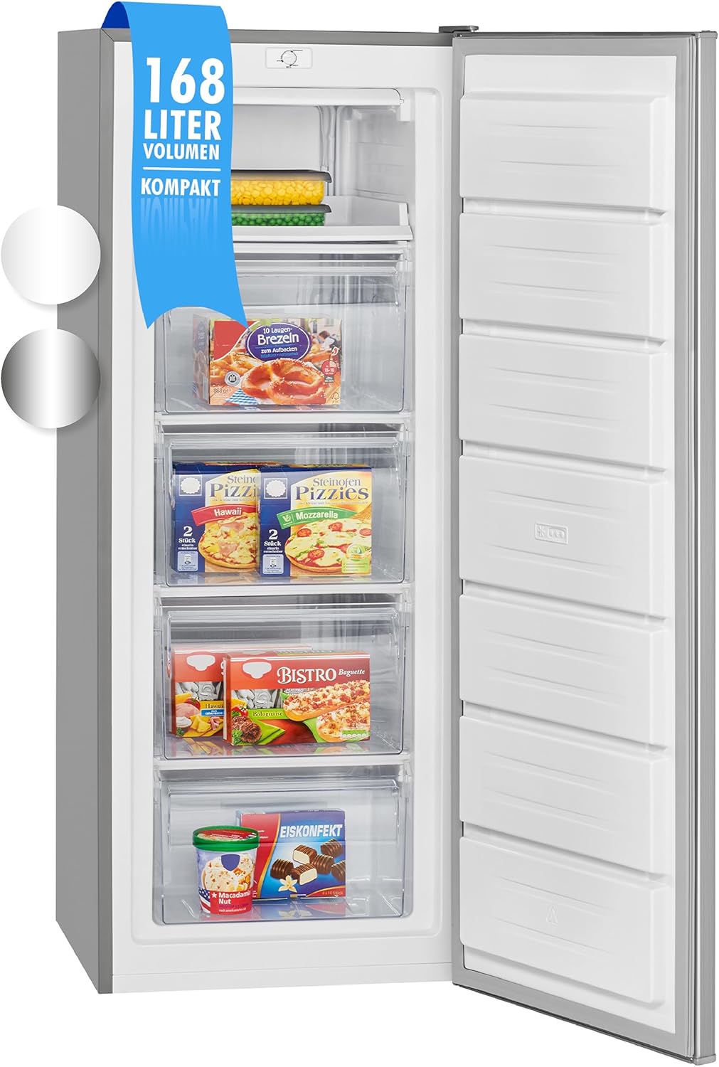 Bomann® Gefrierschrank | Tiefkühlschrank | Freezer | Nutzinhalt 168 Liter | wechselbarer Türanschlag | 4 Sterne Gefrierraum | GS 7340 inox