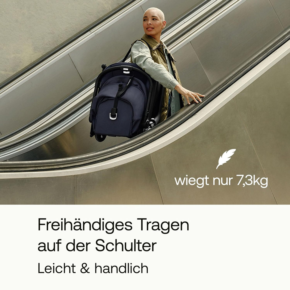 Bugaboo Butterfly ultrakompakter Reise-Kinderwagen, klein & leicht, einhändig faltbar und einfach zu lenken, ergonomischer City-Buggy für Babys ab 6 Monaten, mit viel Stauraum, Stormy Blue