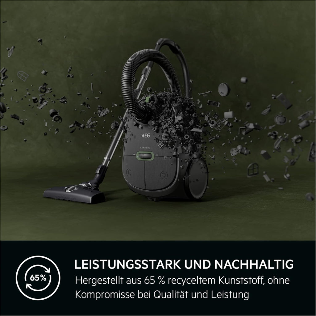 AEG CLEAN 6000 AB61C2DB Staubsauger mit Beutel / hohe Saugleistung / inkl. Polsterdüse / 50 % Recyclingkunststoff / ideal für Haustierbesitzer / Reinigen von Polstern / 12 m Kabel / 750 W / Blau
