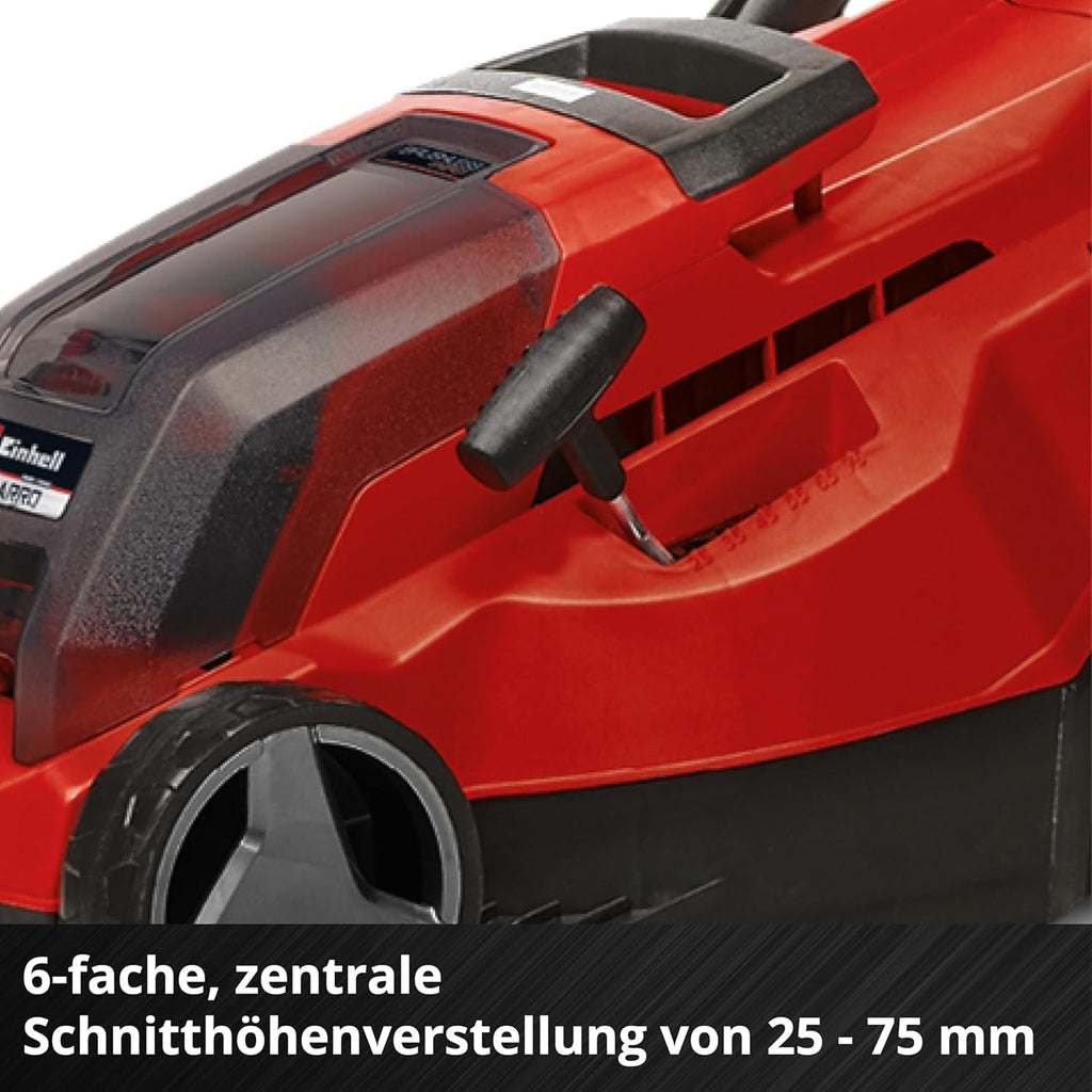 Einhell Akku-Rasenmäher RASARRO 36/38 Kit Power X-Change (36 V, 38 cm Schnittbreite, 450 m², Brushless, Mulchfunktion, 45L Fangkorb, inkl. 2X 4,0 Ah Akkus + Twincharger)