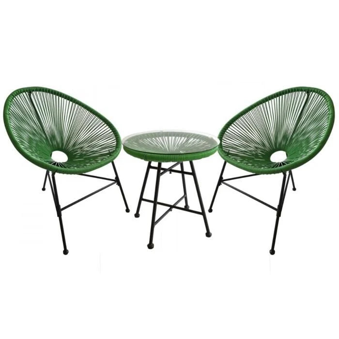ACAPULCO - Ensemble de 2 fauteuils et table basse vert