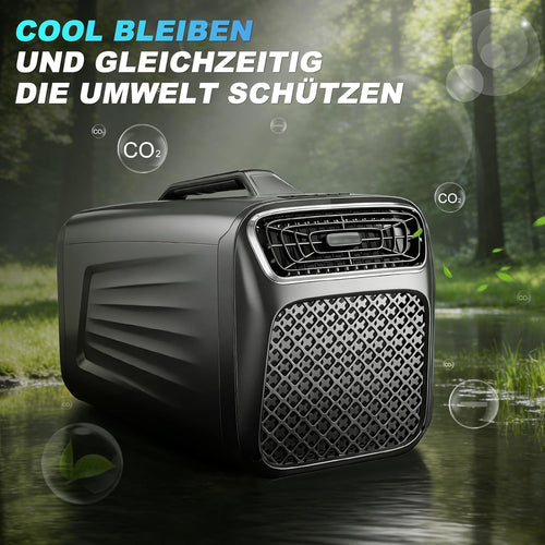 5200 BTU Mobile Klimaanlage mit Abluftschlauch, 10 sqm, 5 in 1 Klimagerät mit Kühlung Entfeuchter Ventilator Heizfunktion, Leise Klimaanlage, Tragbare Camping Klimaanlage für Zelt Wohnmobil Van