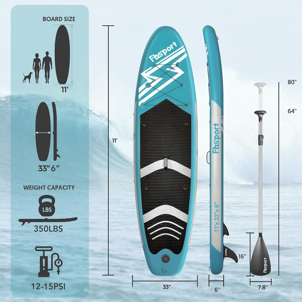 Premium-Stand-Up-Paddle-Board, Yoga-Board mit strapazierfähigem SUP-Zubehör und Tragetasche | Breiter Stand, Surf-Kontrolle, rutschfestes Deck, Leine, Paddel und Pumpe für Jugendliche und Erwachsene