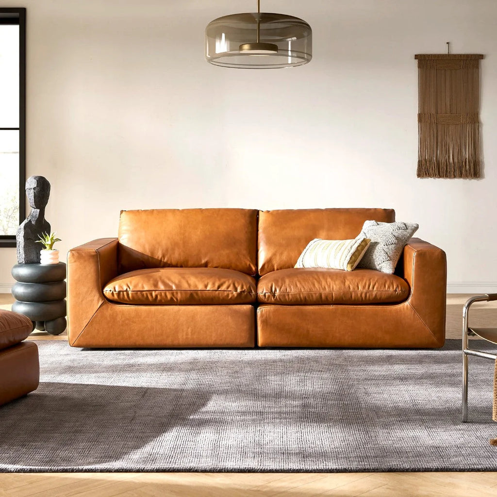 Paula Leather 3 Seater Sofa