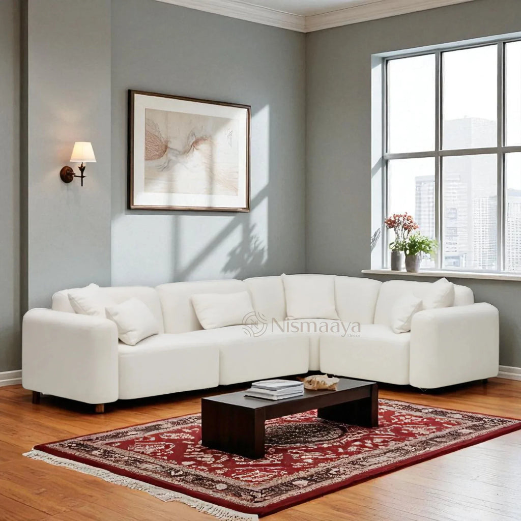 Nismaaya Pascal Modular Sofa Ivory White 4 Seater Corner