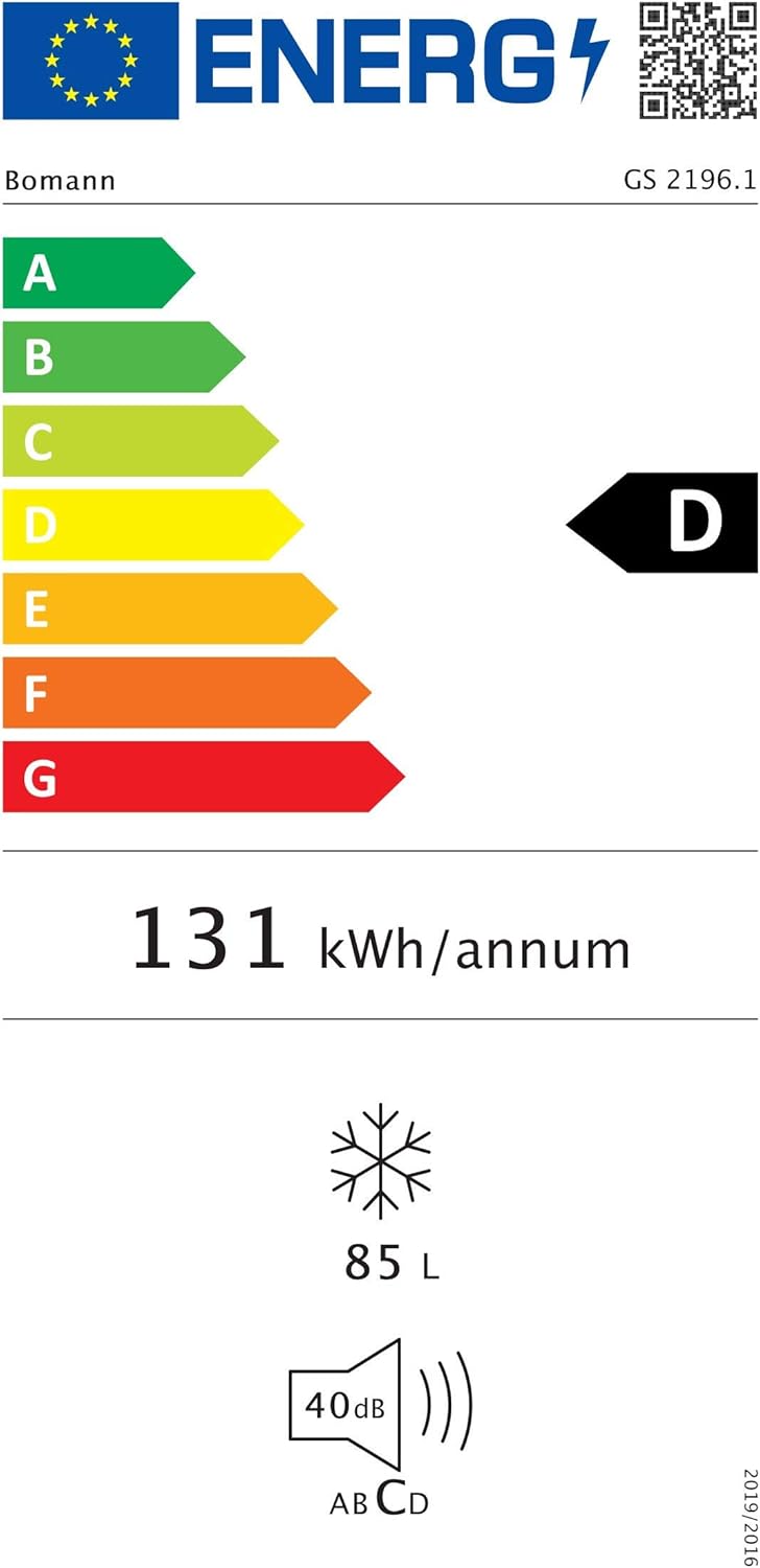 Bomann Gefrierschrank 85L Nutzinhalt, Gefrierschrank klein mit 3 Schubladen, wechselbarer Türanschlag, Freezer mit 4 Sterne-Kennzeichnung, leise & effizient, nur 131 kWh/Jahr - GS 2196.1 weiß