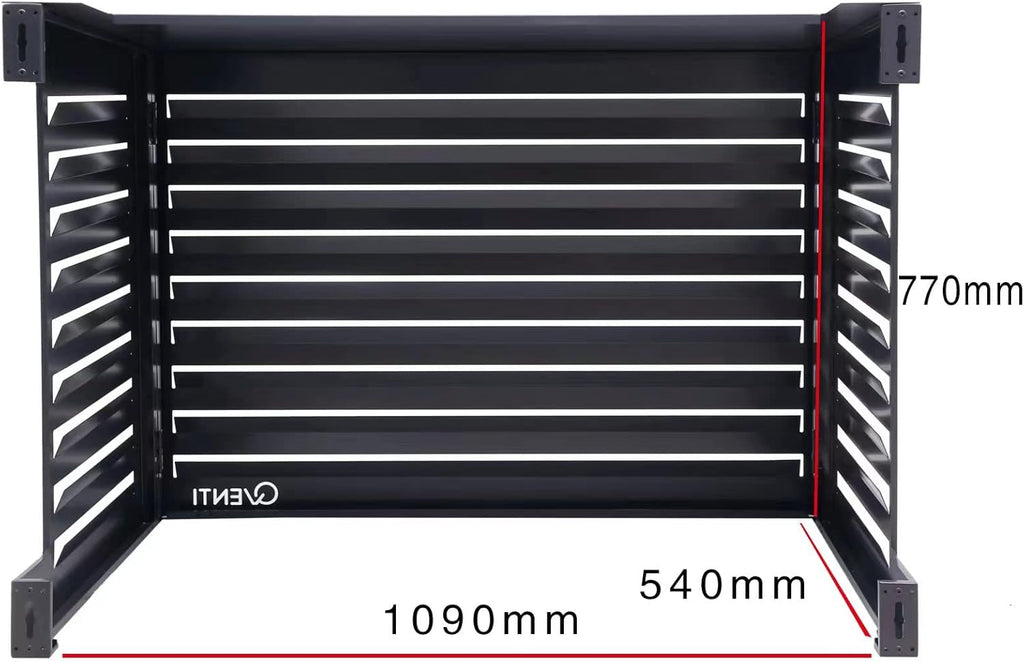 Qventi Abdeckung für Klimaanlage - Anthrazit/Grau - Aluminium - Schutzgitter - Verkleidung - Einfache Montage - Größe S - Außenmaße (LxBxH): 100 x 50 x 75 cm