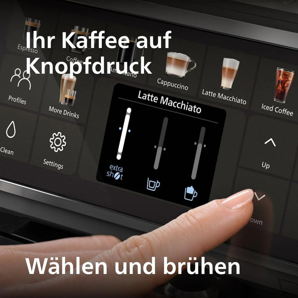 Philips Serie 5500 Kaffeevollautomat – LatteGo Milchsystem, 20 heiße und kalte Kaffeespezialitäten, 40% leiser mit SilentBrew, QuickStart, Grau (EP5544/50)