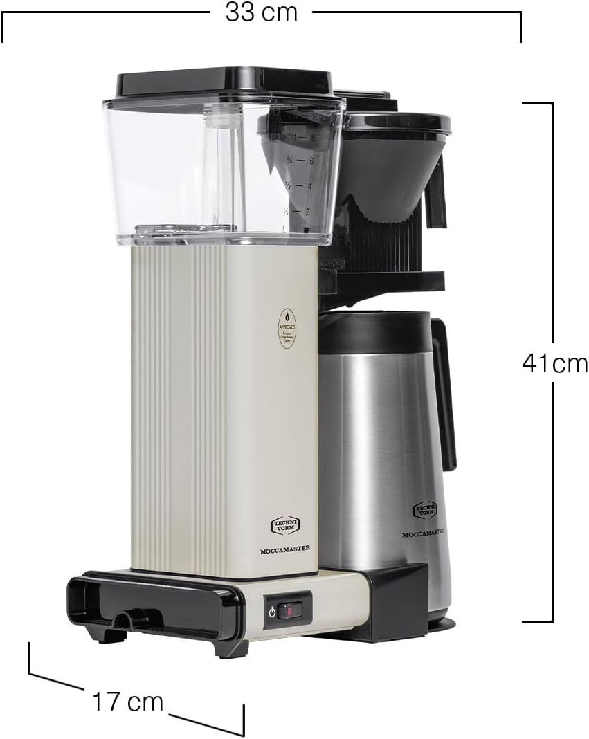Moccamaster KBGT, Filterkaffeemaschine mit Thermoskanne, Filterkaffeemaschine, Off-White, 1.25L