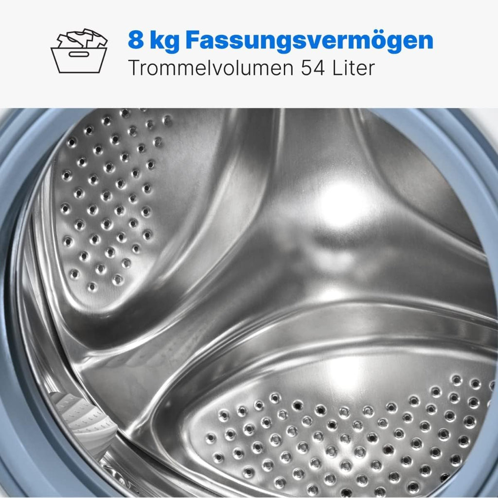 Bomann® Waschmaschine 8kg | max. 1400 U/min | 10 Jahre Motor-Garantie | robuster, leiser & langlebiger Invertermotor | 15 Waschprogramme | LED-Display | Washing Machine mit Dampffunktion | WA 7185