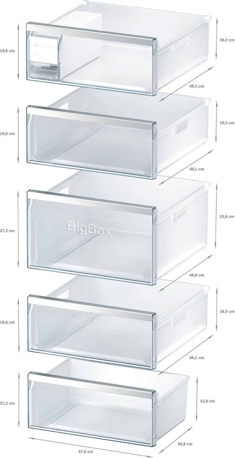 Siemens GS54NAWCV iQ500 Gefrierschrank, 176 x 70 cm, 327 L, noFrost nie wieder abtauen, bigBox Platz für großes Gefriergut, varioZone flexible Glas-und Schubladen, Weiß