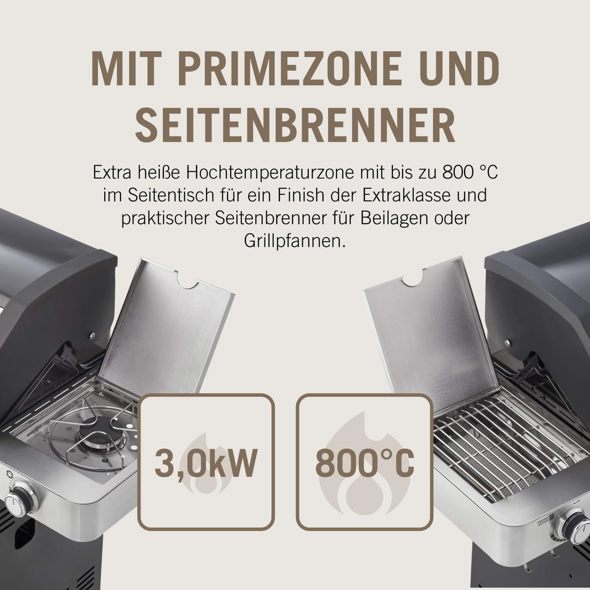 RÖSLE Elektrogrill BBQ-Portable Videro E2-P, tragbarer Tischgrill mit 2 Brennern, Warmhalterost und Deckel mit Glaseinsatz, pulverbeschichteter Stahl, schwarz/silbern