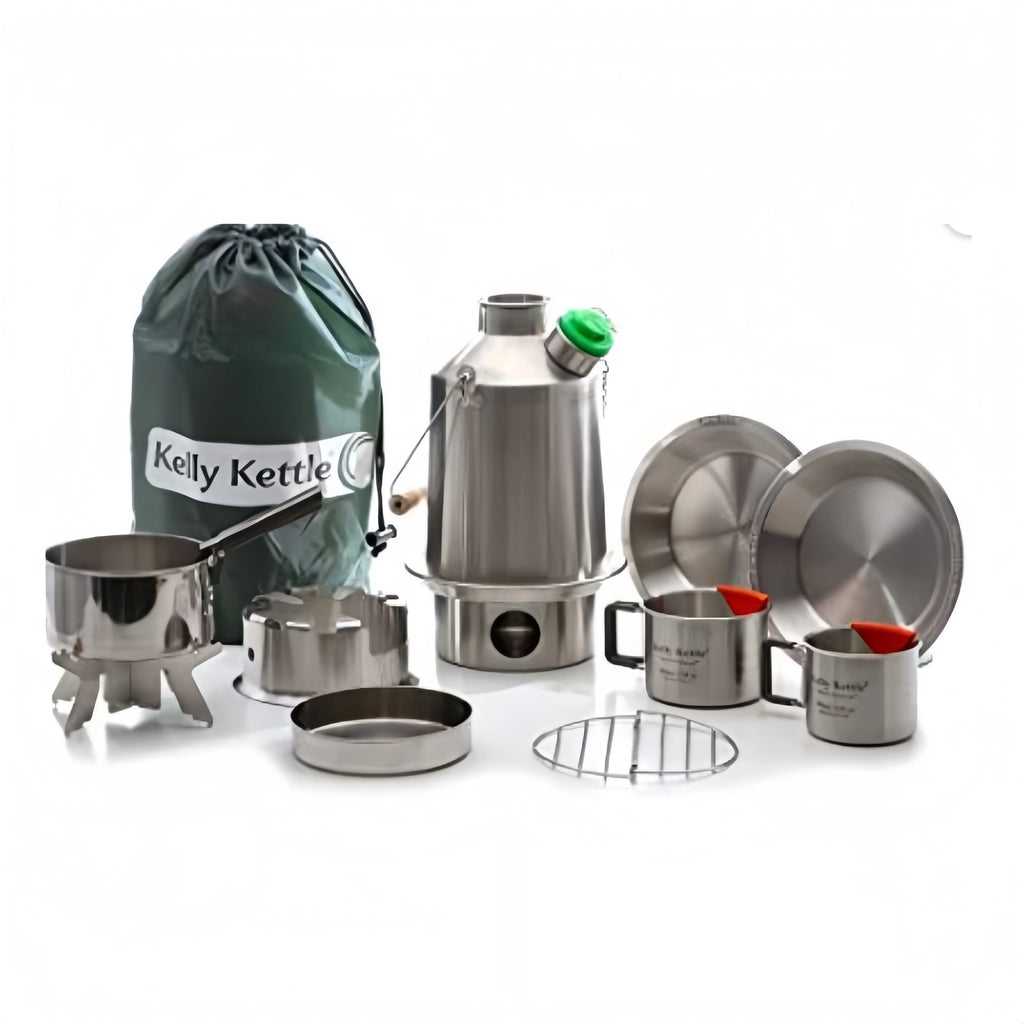 Kit Ultimate Scout Kelly Kettle de 41 oz. - Hervidor de Acero Inoxidable para Camping, Hervidor Ligero con Silbato, Estufa de Camping para Pesca, Caza, Senderismo, Equipos de Supervivencia