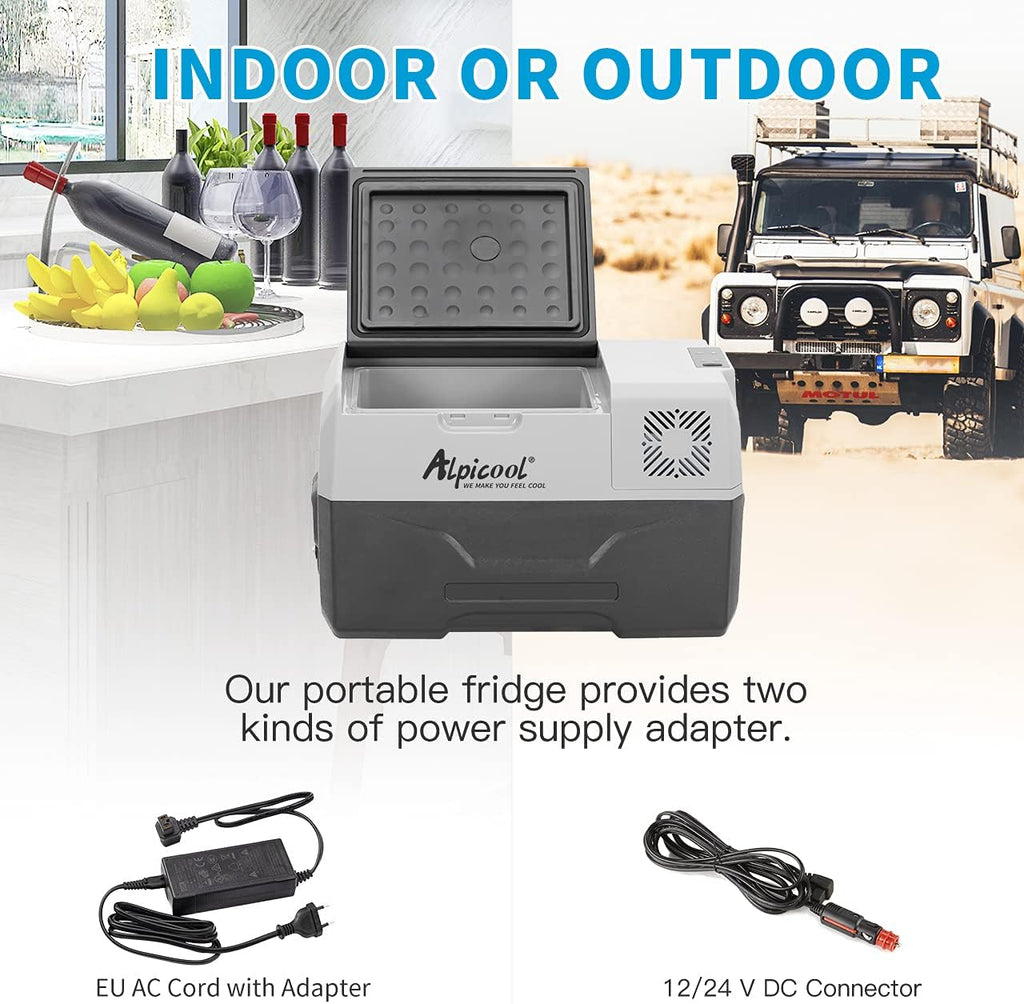 Alpicool CF55 55 Liter Kühlbox 12V tragbarer Mini-Kühlschrank elektrische Gefrierbox klein Gefrierschrank für Auto Camping, LKW, Boot und Steckdose mit USB-Anschluss, -20℃ bis 20℃