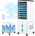 Klimagerät ohne Abluftschlauch, 12L 60W Klimaanlage Mobil mit 12H Timer, 3 Modus, 40dB, 120°Oszillation, Abnehmbare Wassertank, Fernbedienung, Leise Luftkühler Air Conditioner für Wohnung Zimmer Räume