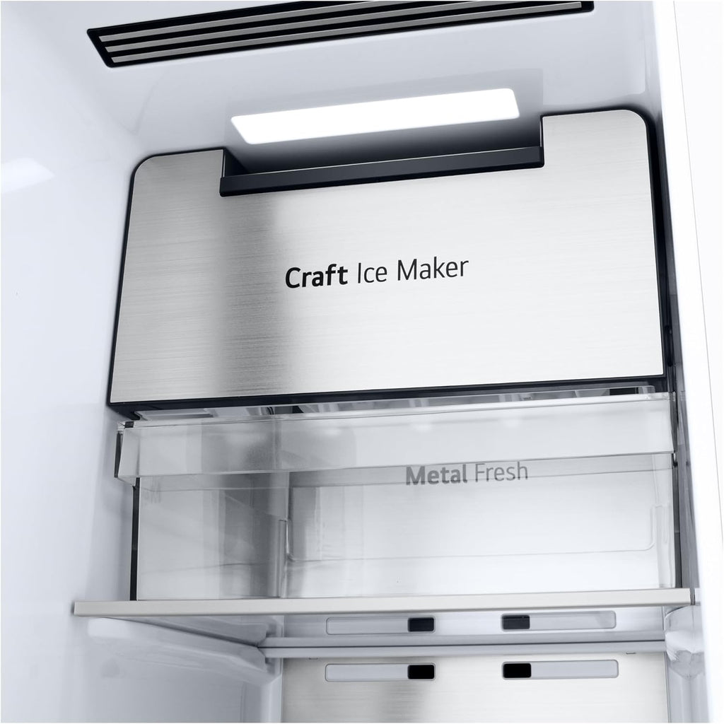 LG GSGV81PYLL Side by Side Kühlschrank, Klasse E, 635 L, Instaview, Kühlschrank mit Gefrierfach, Eis-, Crushed Ice- Wasserspender, Total NoFrost, Smart Inverter Kompressor, Wi-Fi