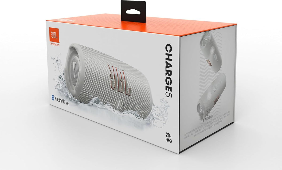 JBL Charge 5 Bluetooth-Lautsprecher in Schwarz – Wasserfeste, portable Boombox mit integrierter Powerbank – Eine Akku-Ladung für bis zu 20 Stunden kabellosen Musikgenuss