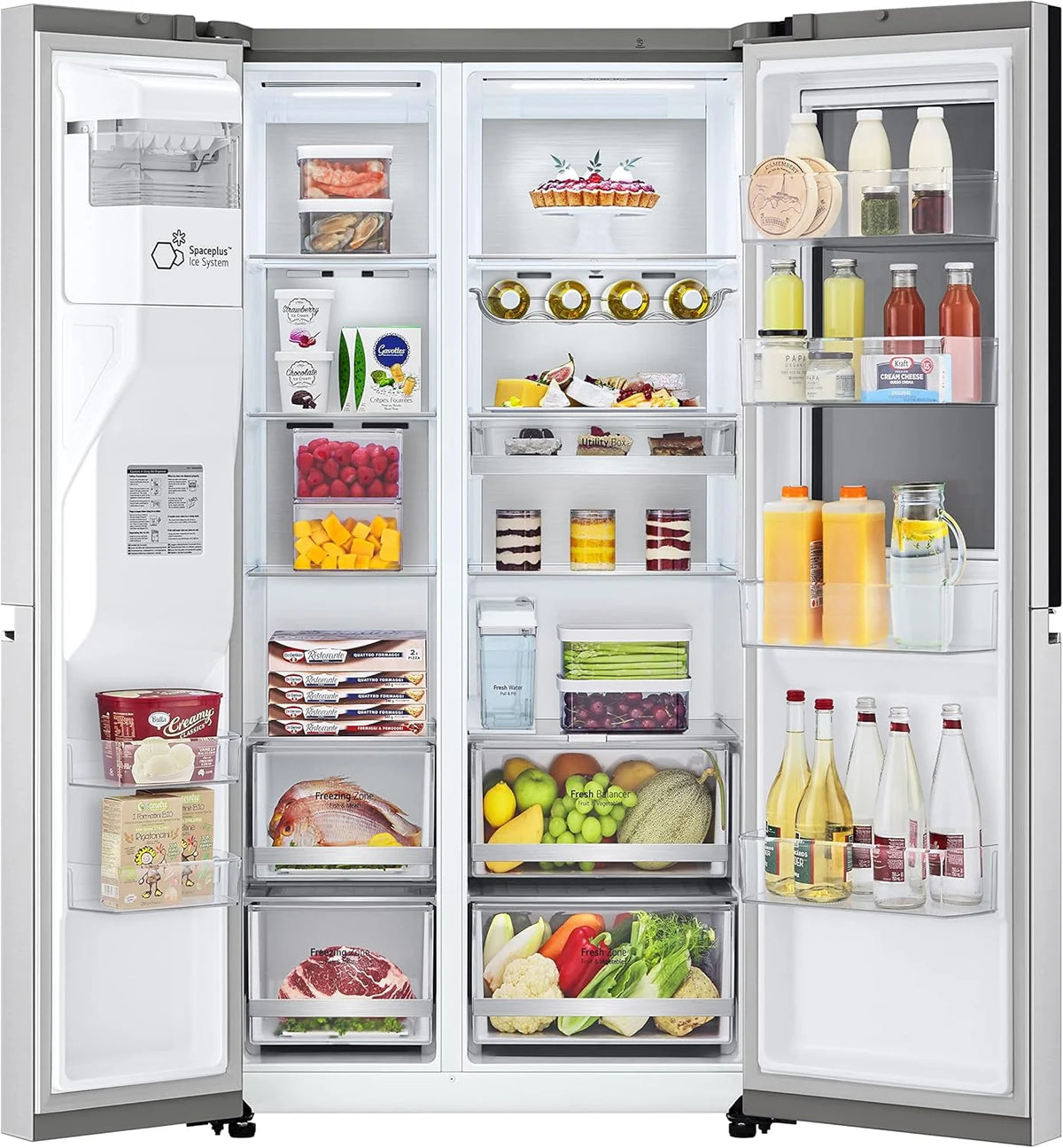 LG GSGV81PYLL Side by Side Kühlschrank, Klasse E, 635 L, Instaview, Kühlschrank mit Gefrierfach, Eis-, Crushed Ice- Wasserspender, Total NoFrost, Smart Inverter Kompressor, Wi-Fi