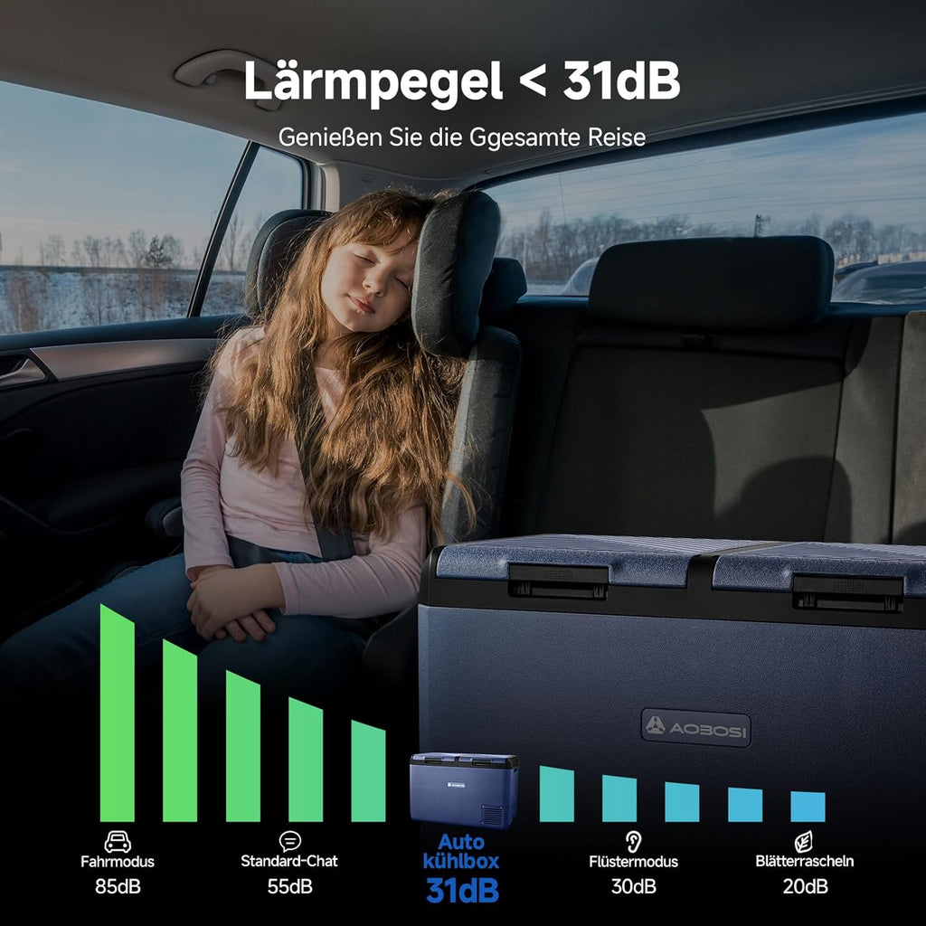 AAOBOSI Kompressor Kühlbox, 95L Kühlbox Kompressor Dual Zone mit APP Steuerung, IPX4 Wasserdicht, kühlbox 12V 230V, -20°C bis 20°C – Ideal für Auto, LKW, Boot, Camping, Fischen & Outdoor-Aktivitäten