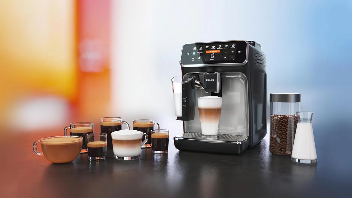 Philips Serie 5400 Kaffeevollautomat – LatteGo Milchsystem, 12 Kaffeespezialitten, Intuitives Display, 4 Benutzerprofile, Chrom (EP5447/90)