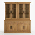 Vitrine en bois de chêne avec portes vitrées en verre trempé 4 tiroirs