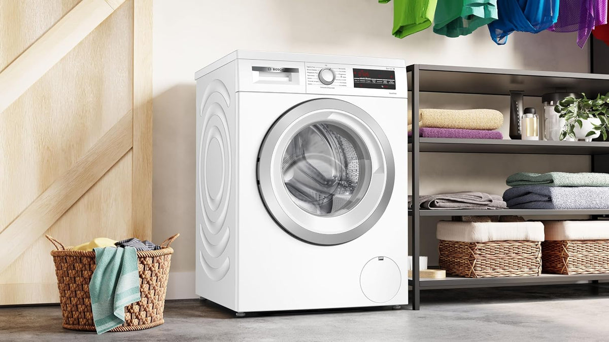BOSCH WAN28127 Waschmaschine Serie 4, Frontlader mit 8kg Fassungsvermögen, 1400 UpM, Iron Assist, Active Water Plus, EcoSilence Drive, Speed Perfect, Weiß, 60cm