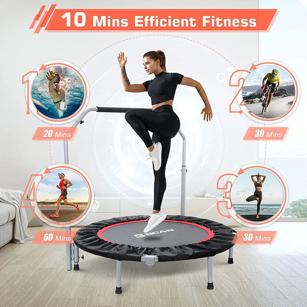 BCAN Trampolín Plegable de 40/48", Mini Trampolín para Ejercicio, Carga Máxima 330 lbs / 440 lbs