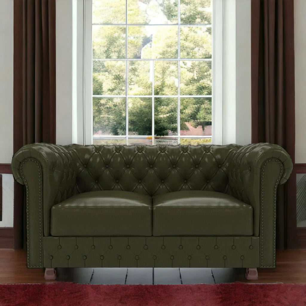 Nismaaya Base Traditional Chesterfield 2 Seater Sofas Bottle Green