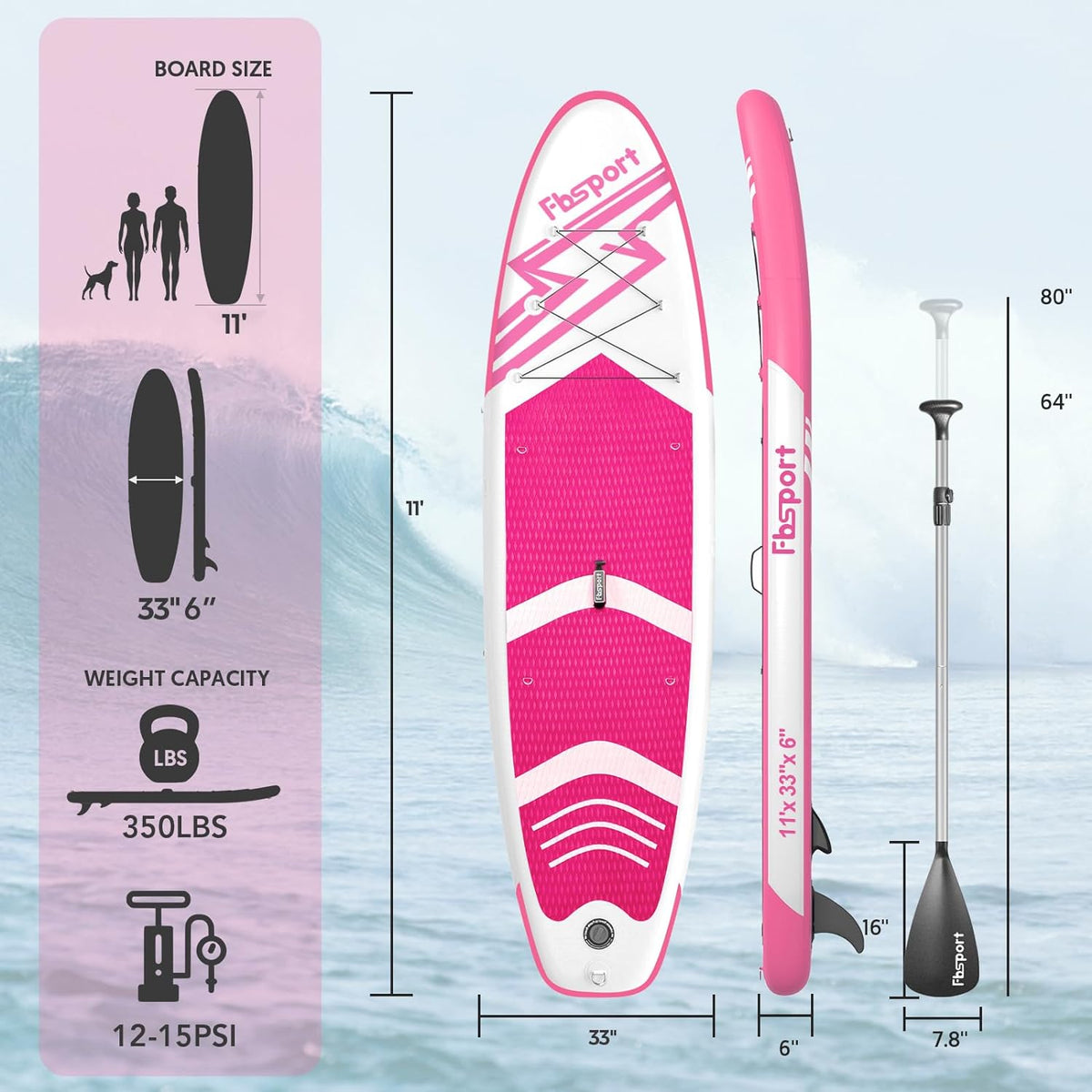 Premium-Stand-Up-Paddle-Board, Yoga-Board mit strapazierfähigem SUP-Zubehör und Tragetasche | Breiter Stand, Surf-Kontrolle, rutschfestes Deck, Leine, Paddel und Pumpe für Jugendliche und Erwachsene