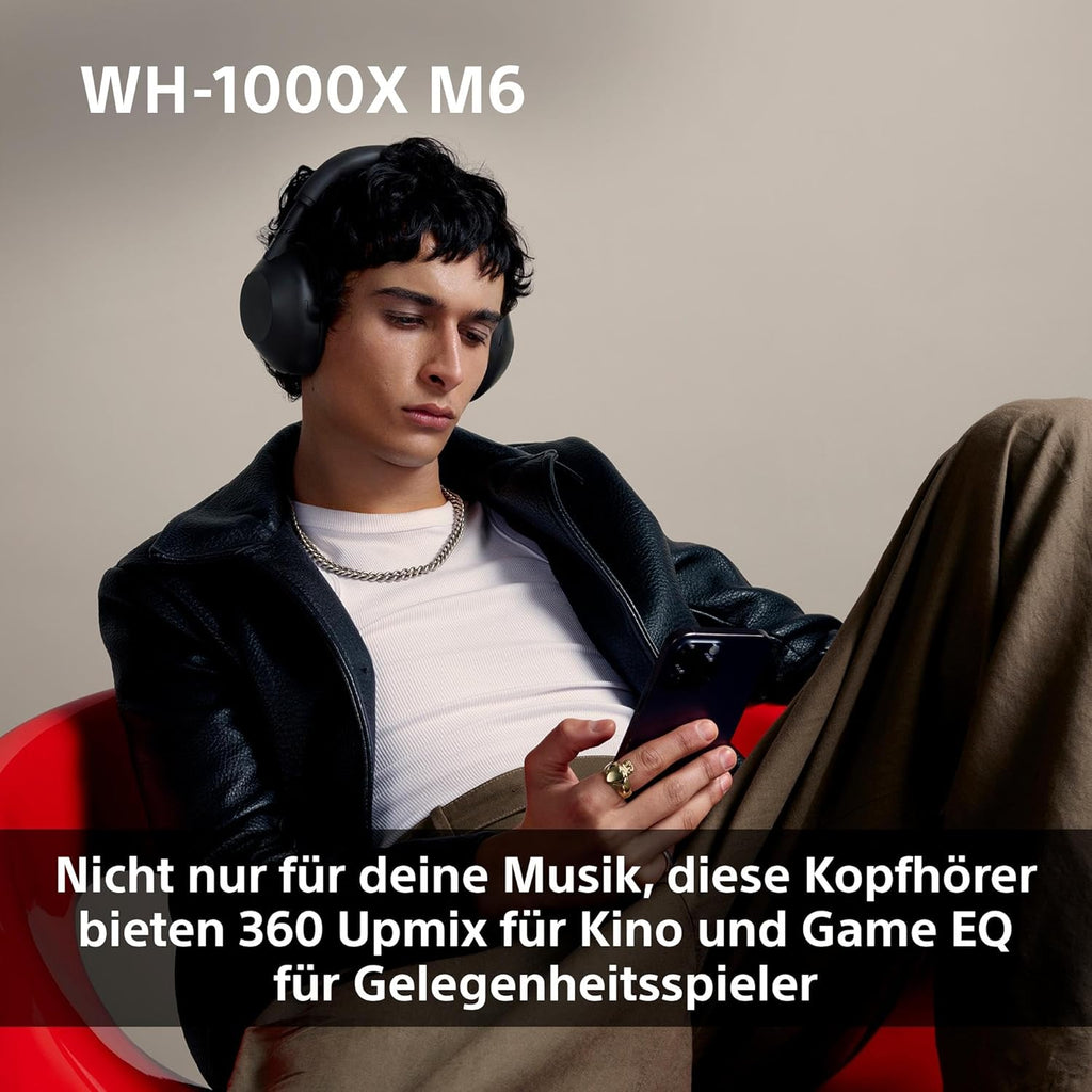 WH-1000XM6 Flagship Noise Cancelling Over-Ear Wireless Kopfhörer, Signature Hi-Res Sound, ultimativer Komfort, faltbarem Design, strapazierfähige Tasche, 30 Std-Akku, iOS & Android - Schwarz