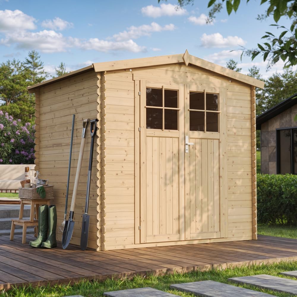 Gartenhaus Holz - Geräteschuppen Holz - Gerätehaus Hochwertige abschließbare Tür B236xL226xH218 cm/ 4,33 m2 - Fahrrad Schuppen - Gartenhäuser & aufbewahrung Wasserfestes Dach TIMBELA M369F