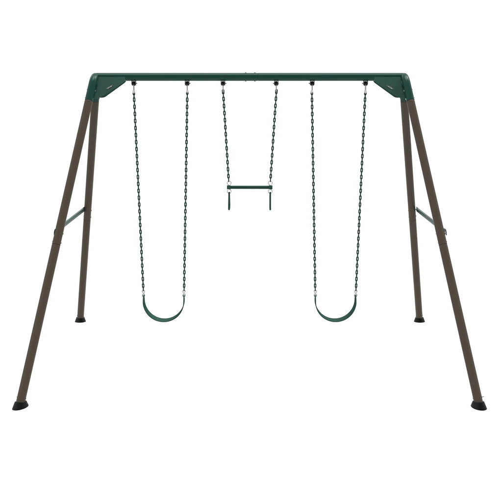 Lifetime Juego de Columpios Metálico para Niños con 2 Columpios de Cinturón y Barra de Trapecio – 9 pies (91137)