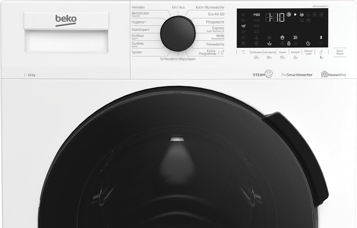 Beko WMC81464ST1 Waschmaschine, Bluetooth, 8 kg, ProSmart Inverter Motor, Dampffunktion, Pet Hair Removal, Watersafe+, Weiß
